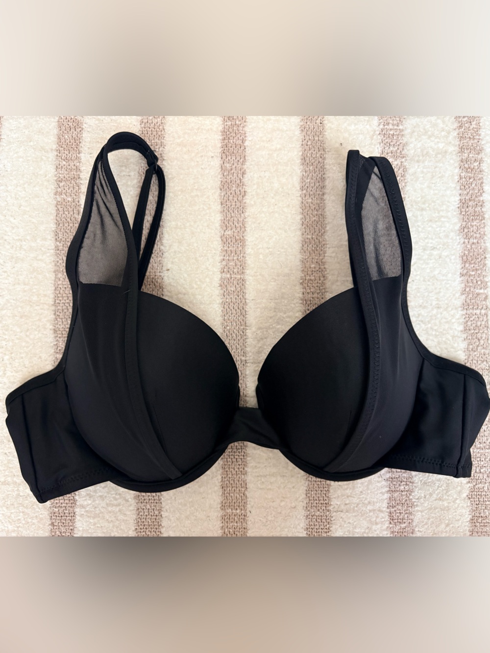 Bar III Natural Beauty Mesh Strap Sling Balconette Swim Top Underwire Push Up M
